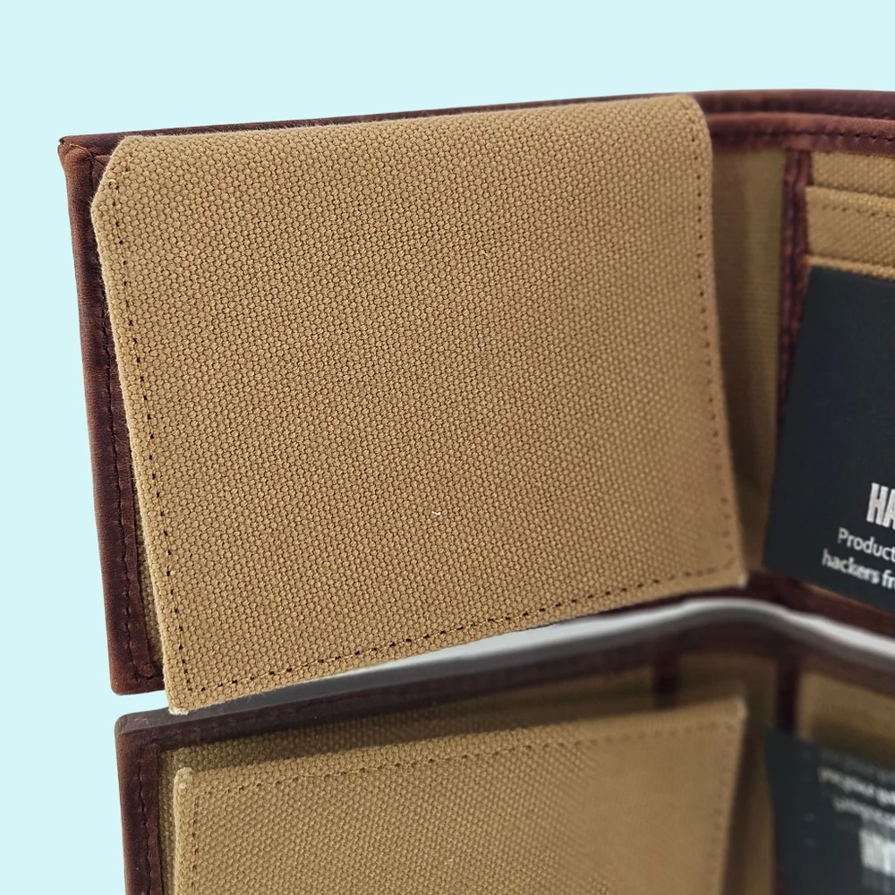 Harley Davidson Wallet Cotton Canvas Bifold Khaki Leather Trim RFID Protection